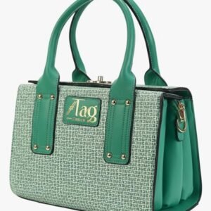 Elegant Green Printed Structured Handbag for Women